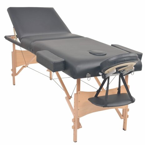 Massagetafel inklapbaar 3 zones 10 cm dik zwart 2
