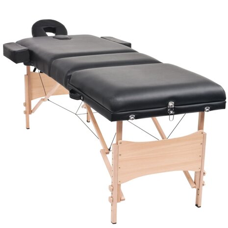 Massagetafel inklapbaar 3 zones 10 cm dik zwart 3