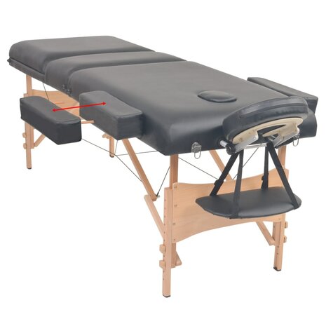 Massagetafel inklapbaar 3 zones 10 cm dik zwart 4