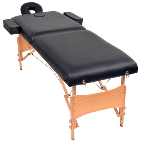 Massagetafel- en krukset inklapbaar 2 zones 10 cm dik zwart 2