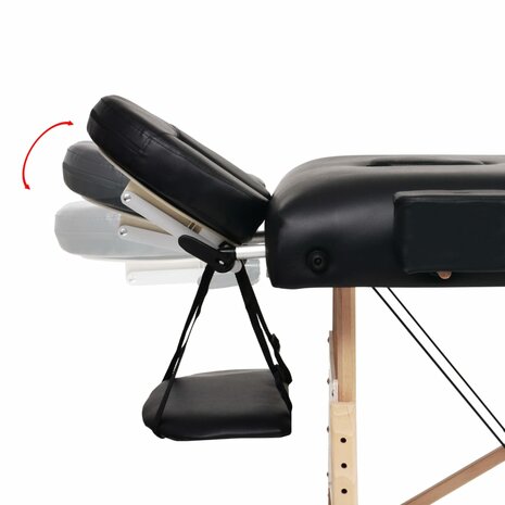 Massagetafel- en krukset inklapbaar 2 zones 10 cm dik zwart 7