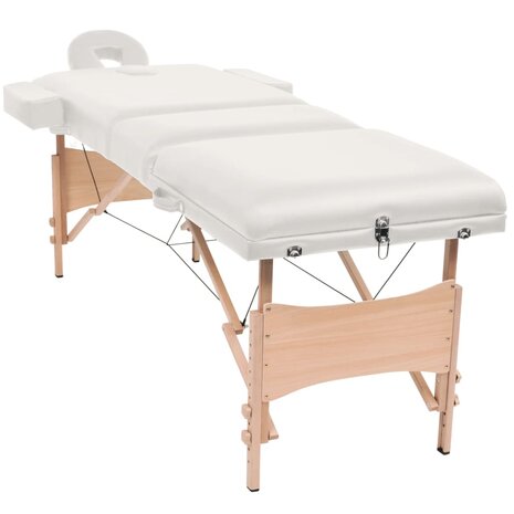 Massagetafel- en krukset inklapbaar 3 zones 10 cm dik wit 2