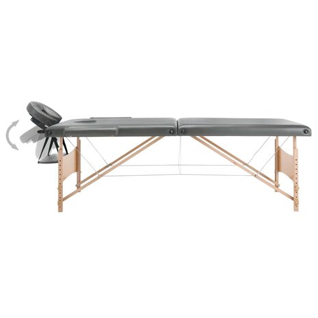 Massagetafel met 2 zones 186x68 cm houten frame antraciet 3