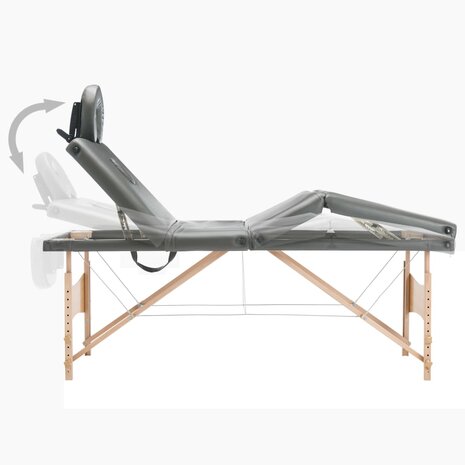 Massagetafel met 4 zones 186x68 cm houten frame antraciet 6