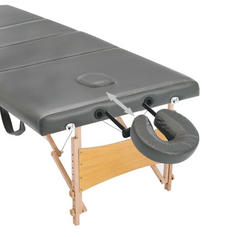 Massagetafel met 4 zones 186x68 cm houten frame antraciet 8