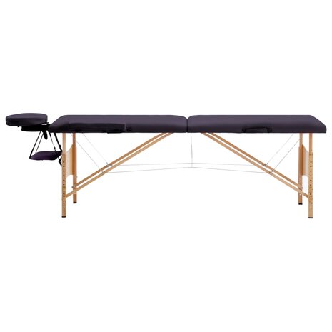 Massagetafel inklapbaar 2 zones hout paars 2