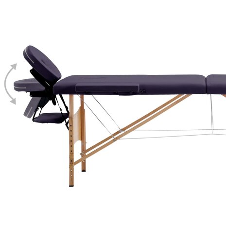 Massagetafel inklapbaar 2 zones hout paars 5