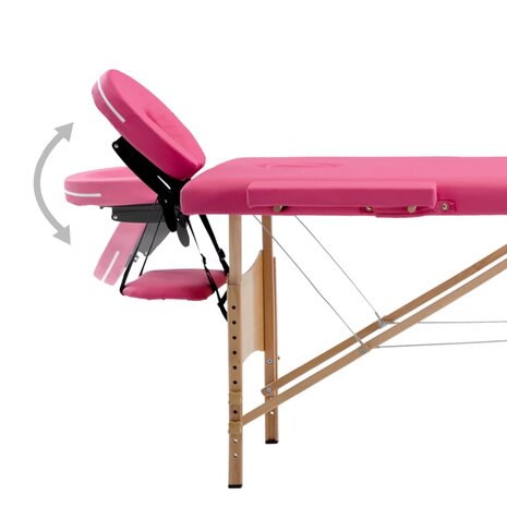 Massagetafel inklapbaar 4 zones hout roze 5