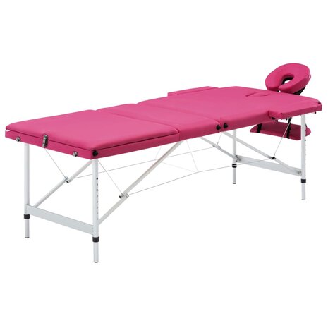 Massagetafel inklapbaar 3 zones aluminum roze 1