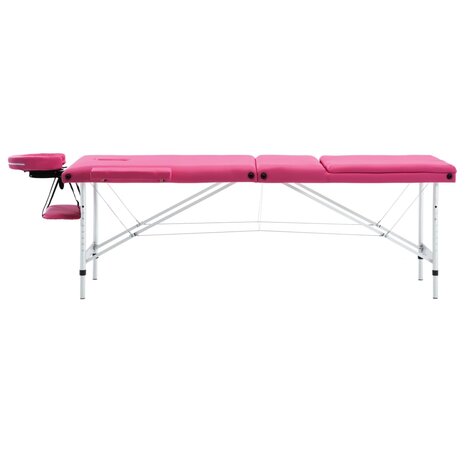 Massagetafel inklapbaar 3 zones aluminum roze 2