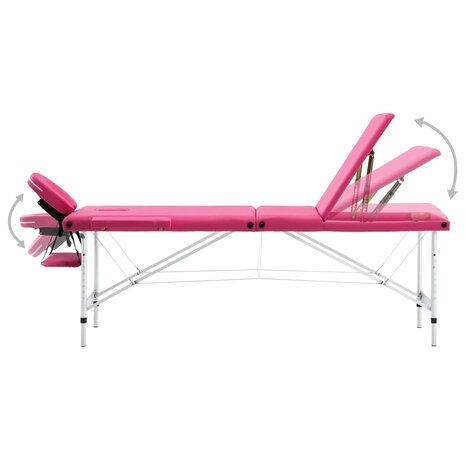 Massagetafel inklapbaar 3 zones aluminum roze 3