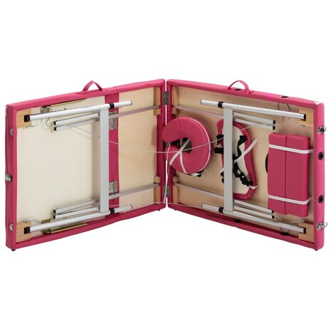 Massagetafel inklapbaar 3 zones aluminum roze 6