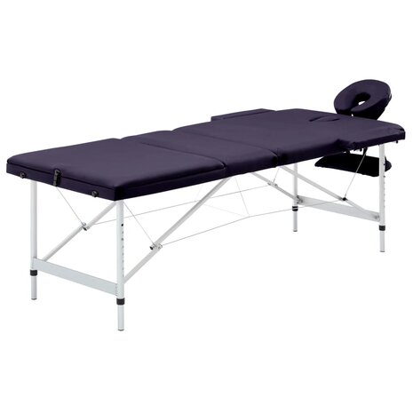Massagetafel inklapbaar 3 zones aluminum paars 1