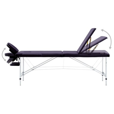 Massagetafel inklapbaar 3 zones aluminum paars 3
