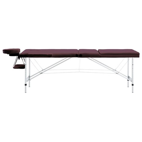 Massagetafel inklapbaar 3 zones aluminum wijnpaars 2