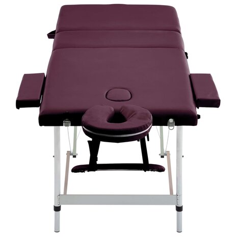 Massagetafel inklapbaar 3 zones aluminum wijnpaars 4