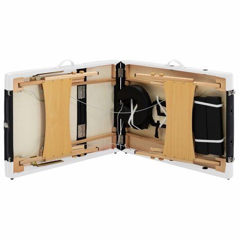 Massagetafel inklapbaar 3 zones hout zwart en wit 7