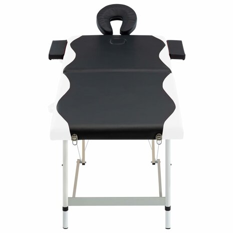 Massagetafel inklapbaar 2 zones aluminium zwart en wit 2