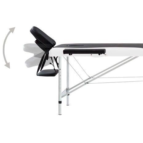 Massagetafel inklapbaar 2 zones aluminium zwart en wit 4
