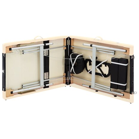 Massagetafel inklapbaar 3 zones aluminium zwart en beige 7