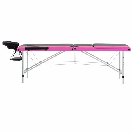 Massagetafel inklapbaar 3 zones aluminium zwart en roze 3
