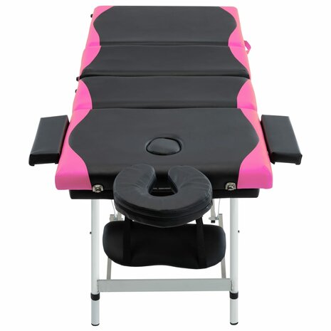 Massagetafel inklapbaar 4 zones aluminium zwart en roze 2