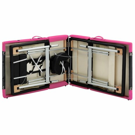 Massagetafel inklapbaar 4 zones aluminium zwart en roze 8