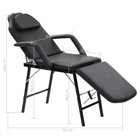 Behandelingsstoel voor gezicht 185x78x76 cm kunstleer zwart 9