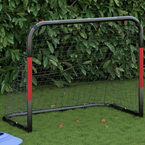 Voetbaldoel met net 90x48x71 cm staal rood en zwart 1
