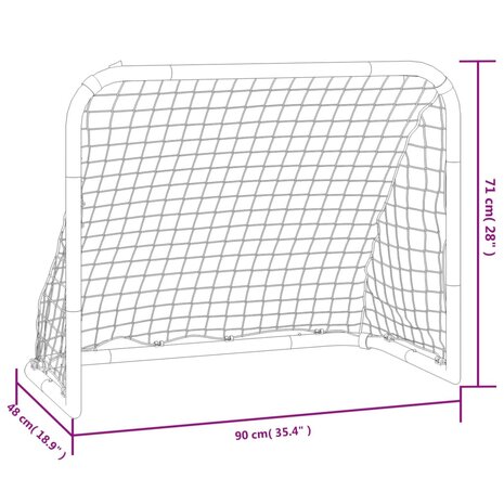 Voetbaldoel met net 90x48x71 cm staal rood en zwart 8