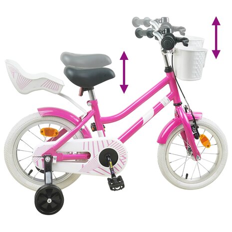 Kinderfiets 14 Inch voor 3-5 jaar oud Donkerroze 7