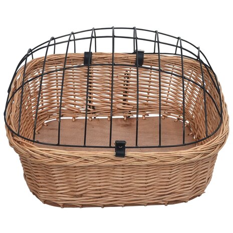 Fietsstuurmand met deksel 50x45x35 cm natuurlijk wilgen 7