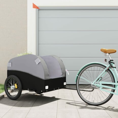 Fietstrailer 45 kg ijzer zwart en grijs 1
