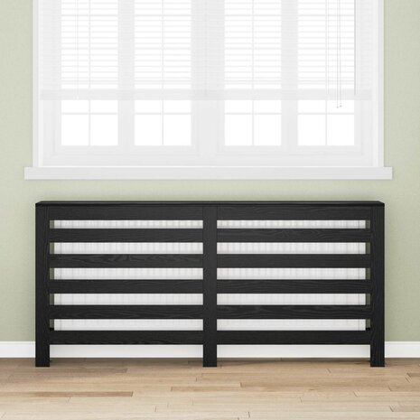Radiatorafdekking Zwart Eiken 175 x 20 x 82 cm Bewerkt hout 1