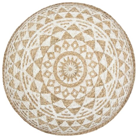 Poef handgemaakt 45x30 cm jute wit 2