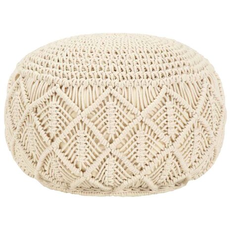 Poef macram&eacute; handgemaakt 45x30 cm katoen 1
