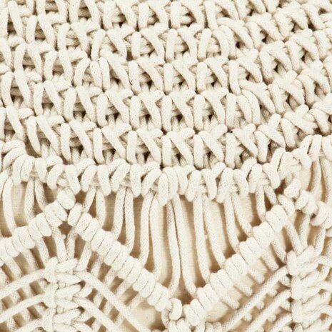 Poef macram&eacute; handgemaakt 45x30 cm katoen 3