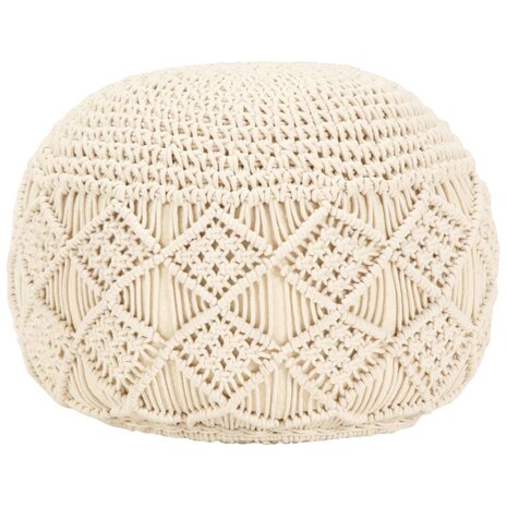 Poef macram&eacute; handgemaakt 45x30 cm katoen 1