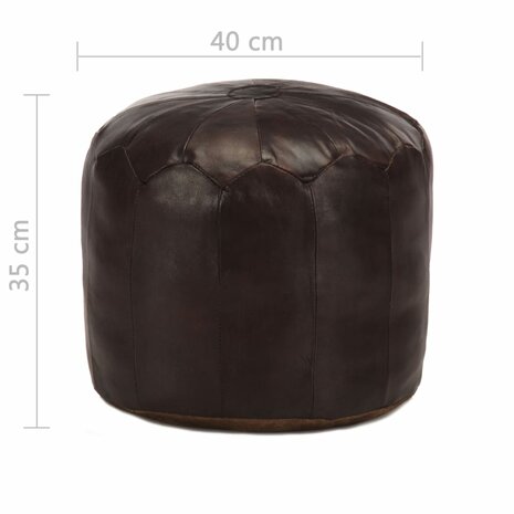 Poef 40x35 cm echt geitenleer donkerbruin 4