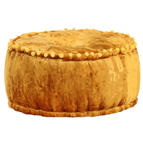 Poef rond 40x20 cm fluweel mosterdkleurig 1