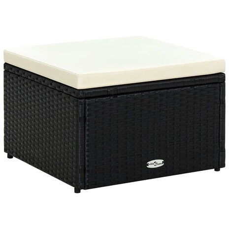 Voetenbank/poef zwart 53x53x30 cm poly rattan  1