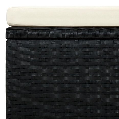 Voetenbank/poef zwart 53x53x30 cm poly rattan  6