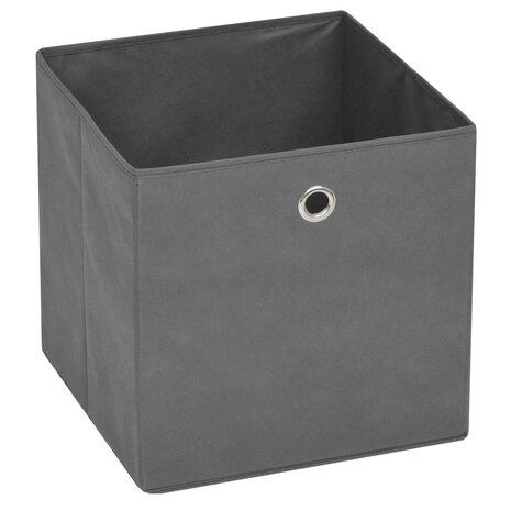 Opbergboxen 4 st 32x32x32 cm nonwoven stof grijs 5