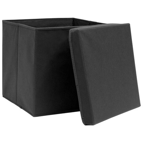 Opbergboxen met deksel 4 st 28x28x28 cm zwart 4