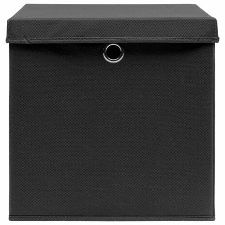Opbergboxen met deksel 4 st 28x28x28 cm zwart 5
