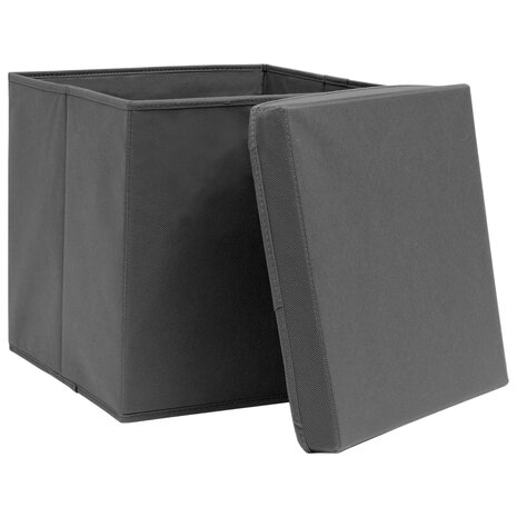 Opbergboxen met deksel 4 st 28x28x28 cm zwart 3