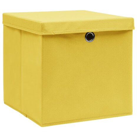 Opbergboxen met deksel 4 st 28x28x28 cm geel 2