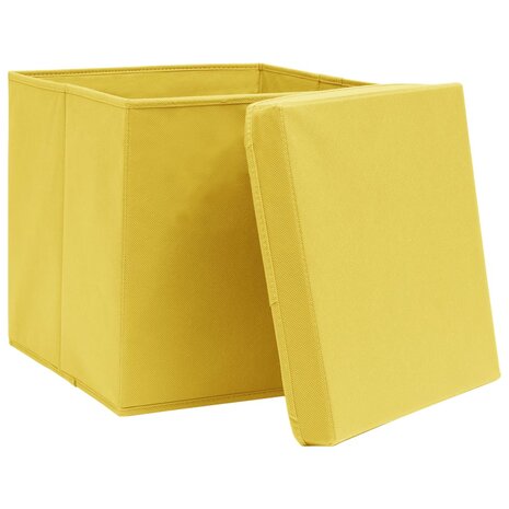 Opbergboxen met deksel 4 st 28x28x28 cm geel 3