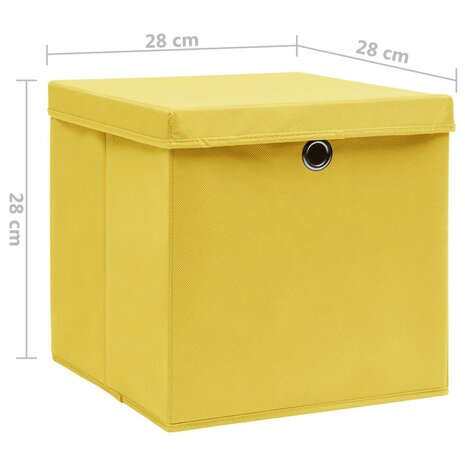 Opbergboxen met deksel 4 st 28x28x28 cm geel 6