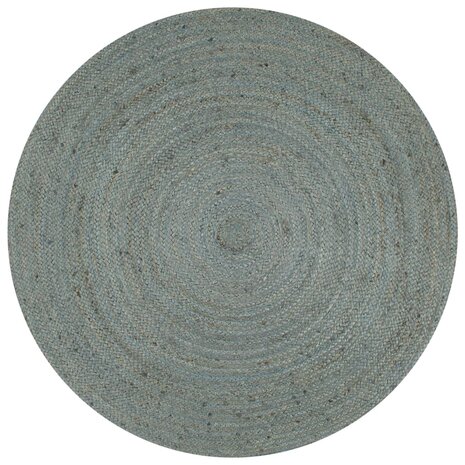 Vloerkleed handgemaakt rond 150 cm jute olijfgroen 1